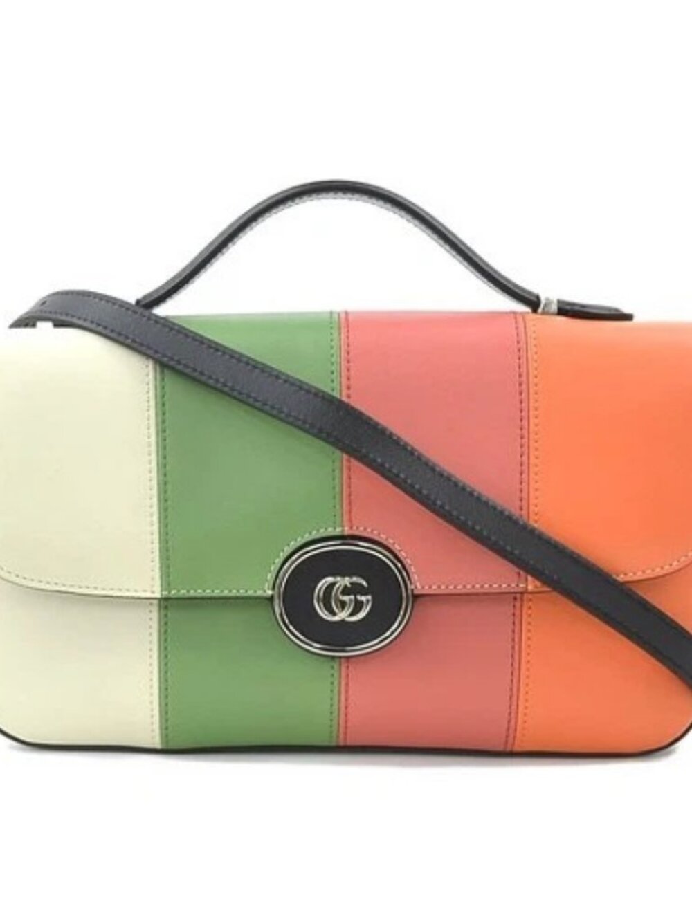 Auth GUCCI Shoulder Bag Hndbag Multicolor Leather/Silvertone - 90078i